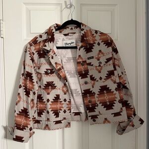 Wrangler Women's Tan and Brown Geometric Jean Jacket